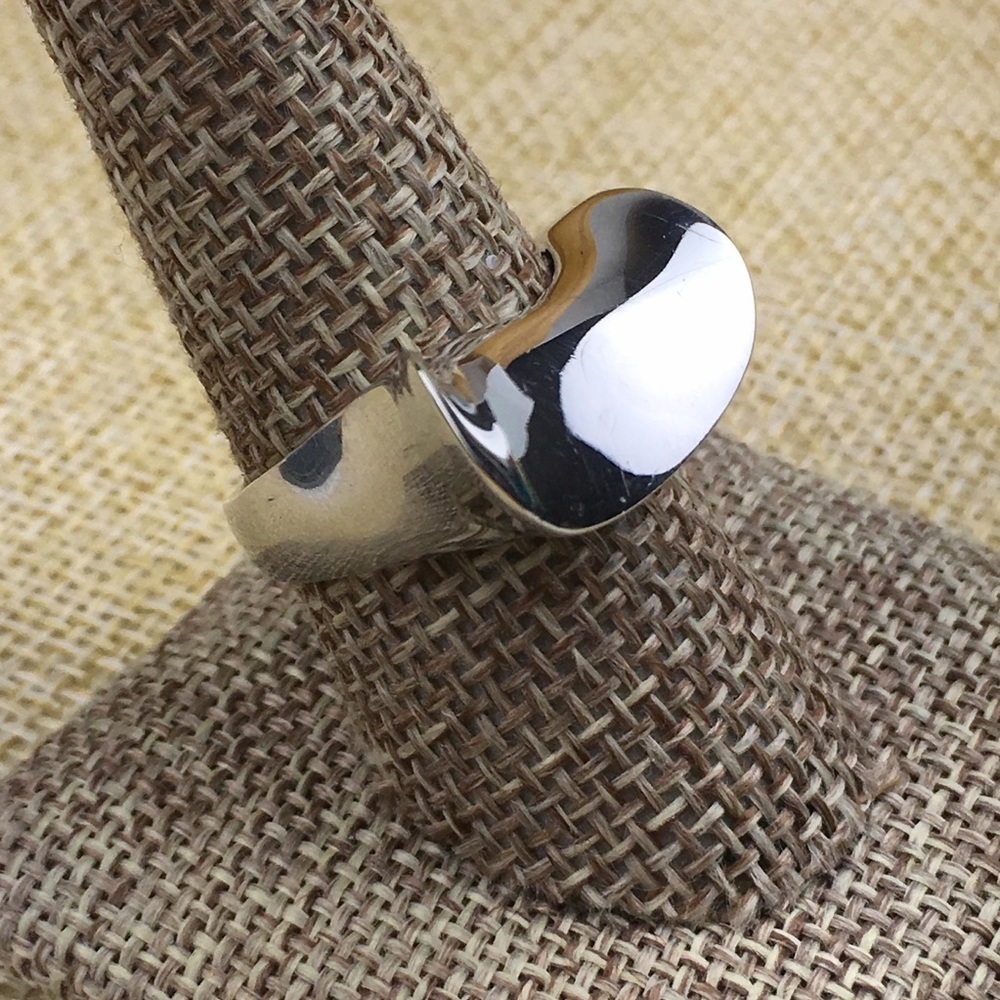 Unique Solid Sterling Silver Wave Modern Ring Siz… - image 3